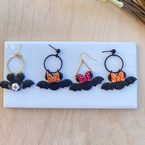 Minnie Bat polymer clay earrings+ Minnie Mouse+ Mickey Mouse+ Disney halloween+ Disney inspired+Halloween earrings