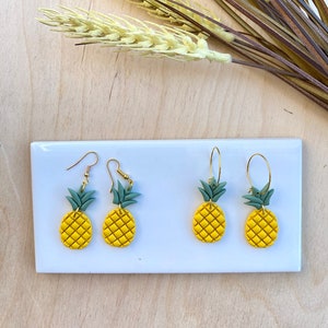 Pineapple polymer clay earrings+ pineapples+ lightweight earrings+ hoop earrings+ small earrings.