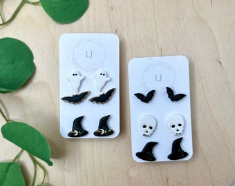 Halloween stud packs + Polymer clay+Glow in the dark+ lightweight earrings+ modern earrings + halloween earrings+ + stud packs + bats