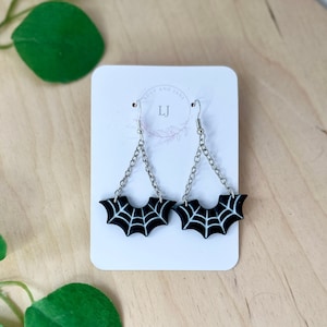 Glow in the dark spider web dangle polymer clay earrings+ Spider web+ halloween earrings+Fall earrings+ goth webs+ statement jewelry