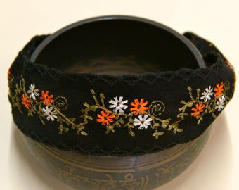 Fashionable Ethnic Style Embroidery Lace Headband Buckle Floral Fabric Hair Accessories