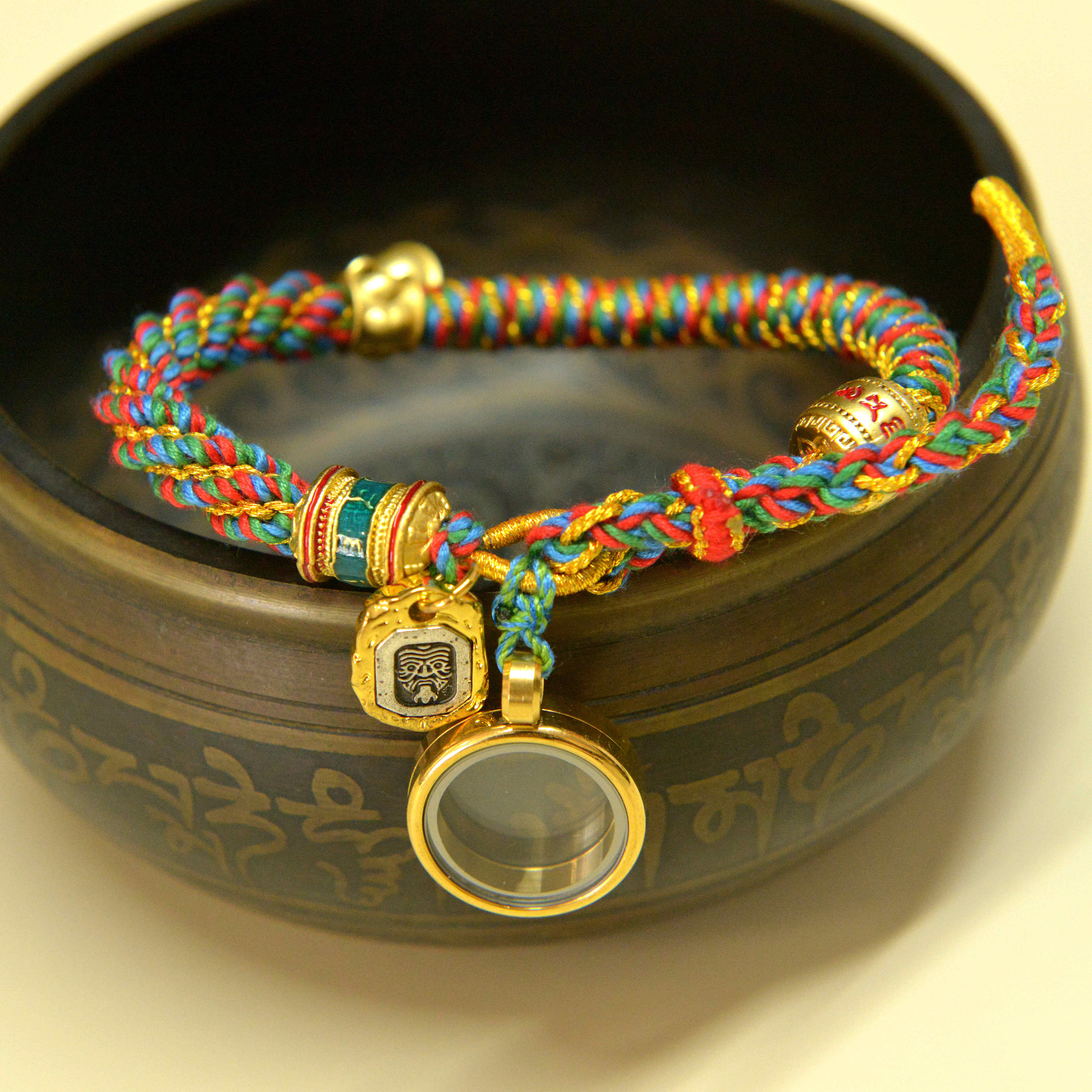 Talisman Rope Handmade Tibetan Cotton Rope Bracelet: Corn Knot Alloy Charm - Etsy
