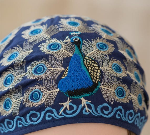 National Style Embroidered Cotton and Linen Peacock Hat 