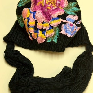 Embroidered Wool Knit Hat: Warm Winter Ear Protection