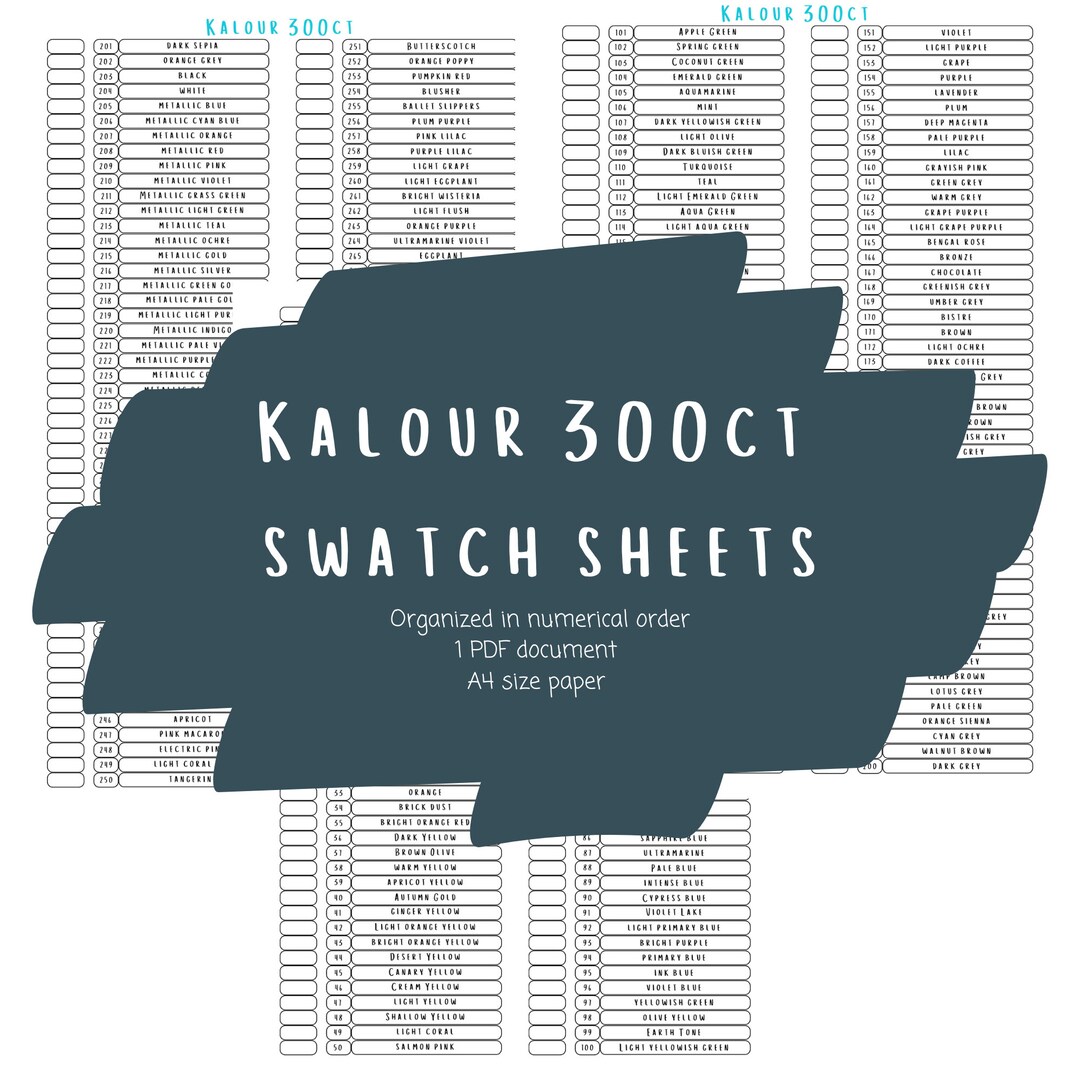 Kalour 300 Count Swatch Sheets//pdf//kalour 300ct Swatches Etsy