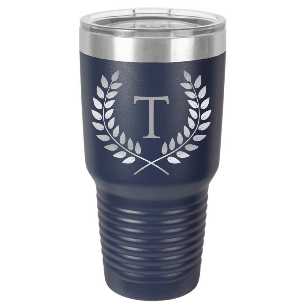 Personalized Initial Letter Thermos Travel Mug Laser Etched Stainless-Steel Gift LAMOSE Peyto 16oz Midnight Custom Monogram Engraved Insulated Coffee Tumbler 