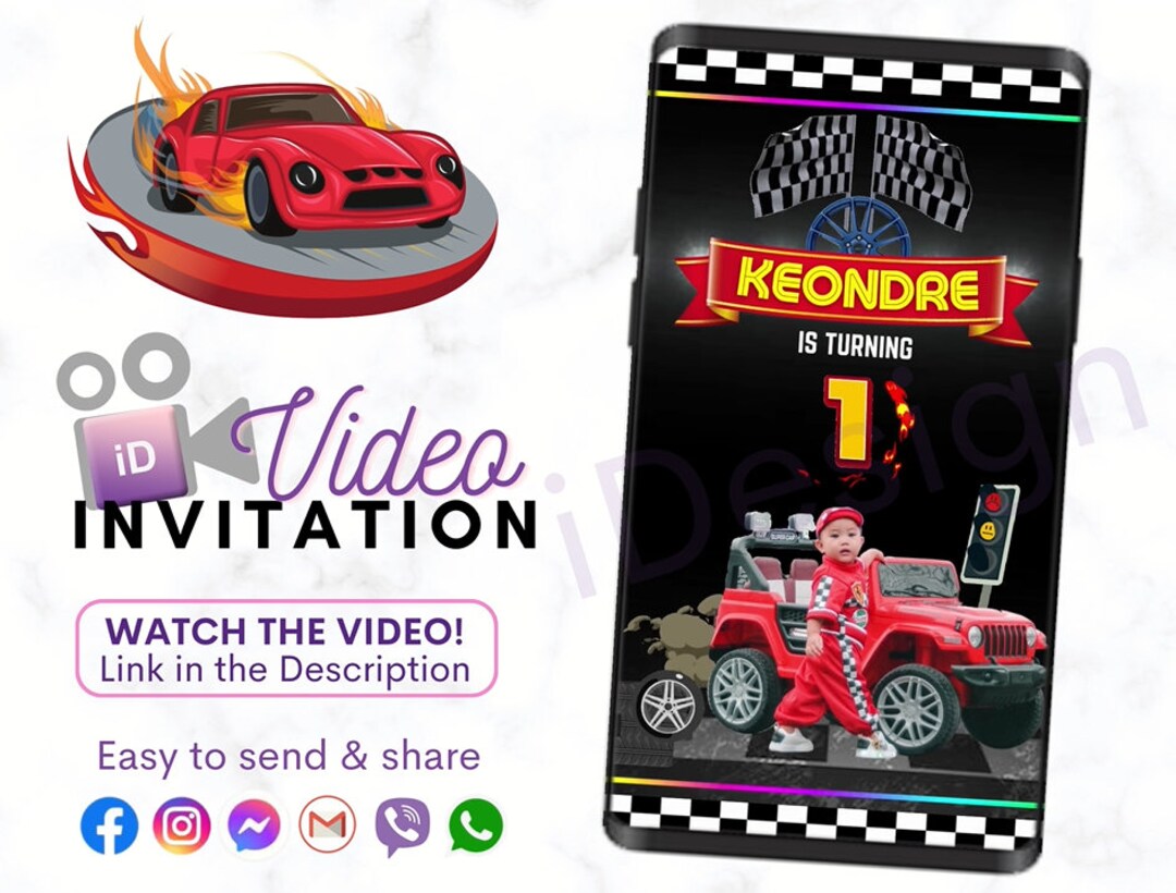 Car Racing Video Invitation Car Racing Animated Invitation - Etsy