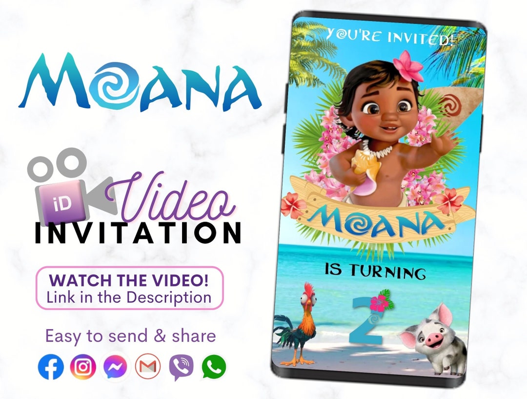 Custom Moana Birthday Invitation Animated Video Invite Etsy