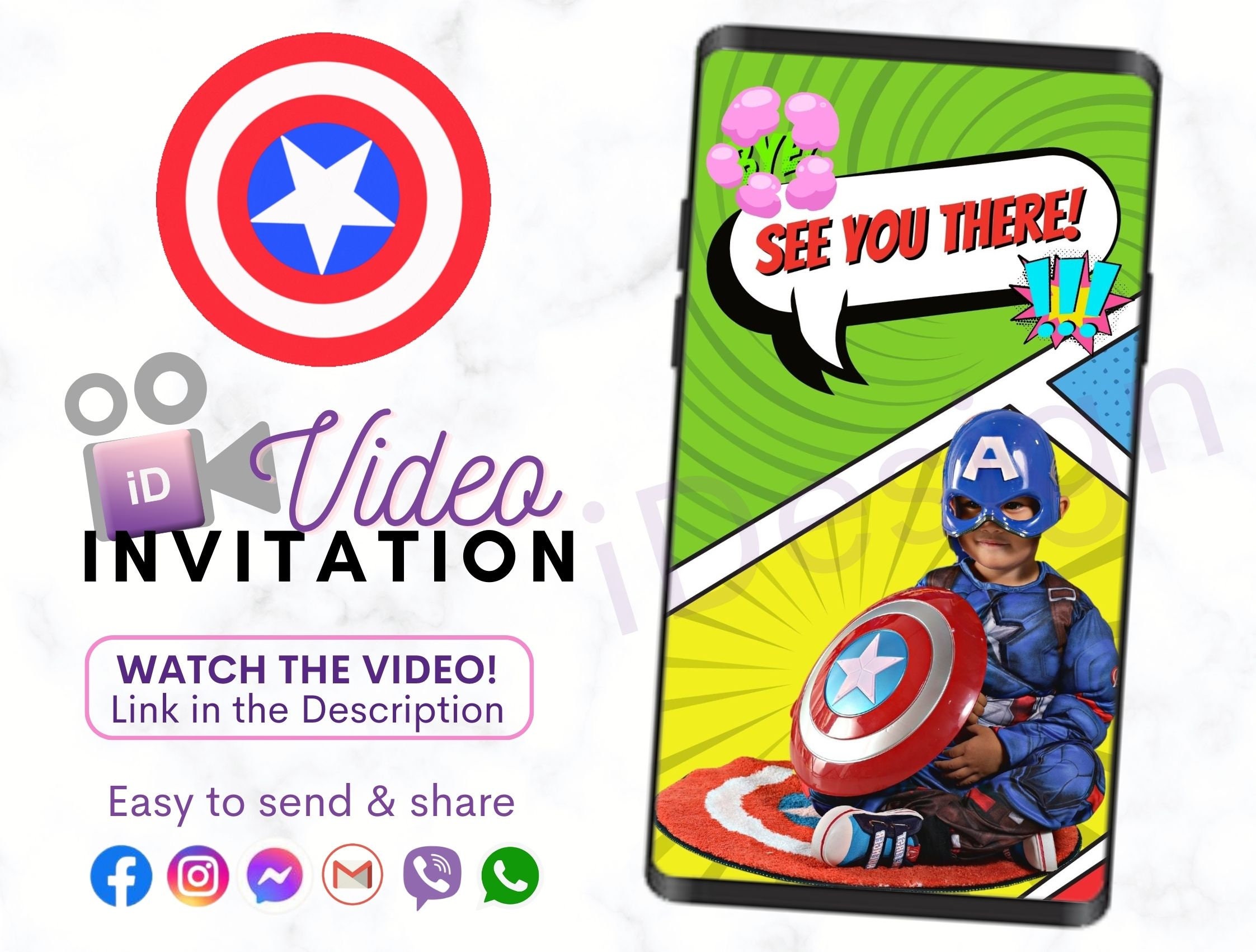 Captain America Video Invitation Personalized Animated - Etsy Ireland Captain America Video Invitation Personalized Animated - Etsy Ireland