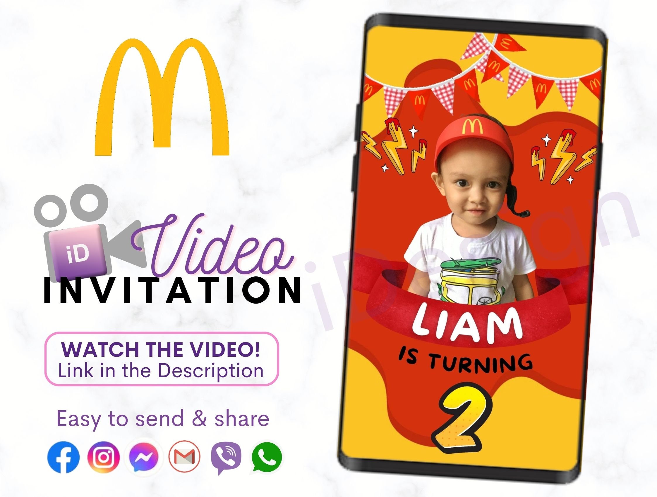 Custom Mcdonalds Birthday Invitation Animated Video Invite Etsy