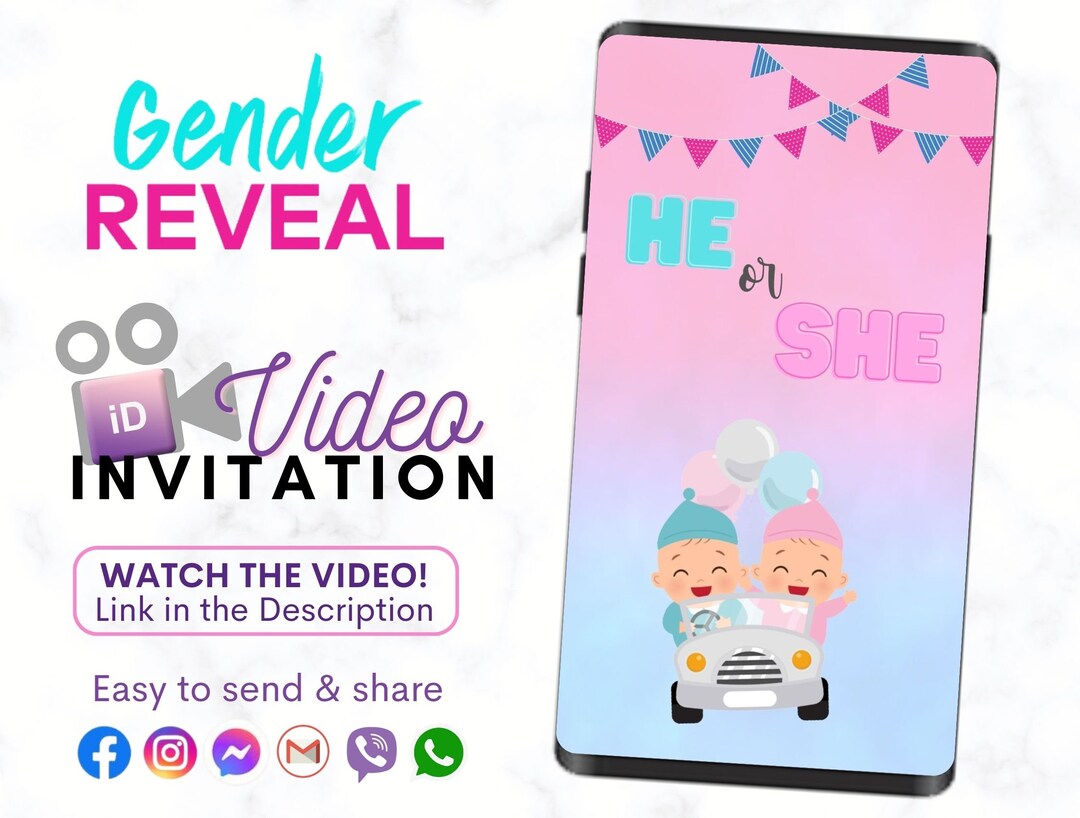 Animated Gender Reveal Party Invitation Custom Video Reveal Etsy