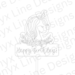 Unicorn cake topper svg file unicorn file laser glowforge cut file SCORE unicorn boho cake digital download