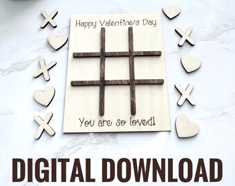Valentine Tic tac toe SVG digital download Laser file Thunder Glowforge aeon TWO designs single line file