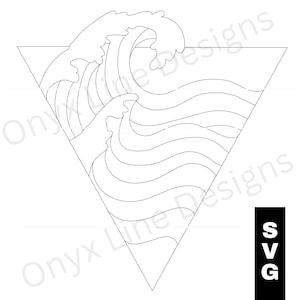 Ocean Wave triangle SINGLE LINE svg Shaping file cut shaping score Coastal beach theme svg file glowforge thunder aeon laser