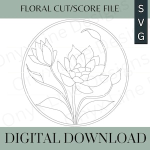 Floral Cut SCORE SVG gesneden vormgeven bestand Floral laserbestand Score één regel ontwerp ronde wand decor Floral Thunder Aeon-bestand