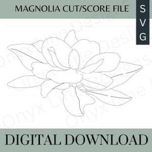 Magnolia SCORE or CUT svg cut file shaping laser svg flower svg cut file engrave digital download score glowforge file single line to design