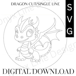Dragon Cut Score file SVG baby dragon wall decor nursery sign laser SVG file single line cut aeon thunder glowforge