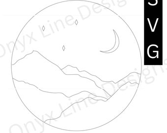 Mountain Stars Moon Cut file SVG ACOTAR fantasy file cut shape score laser thunder aeon glowforge