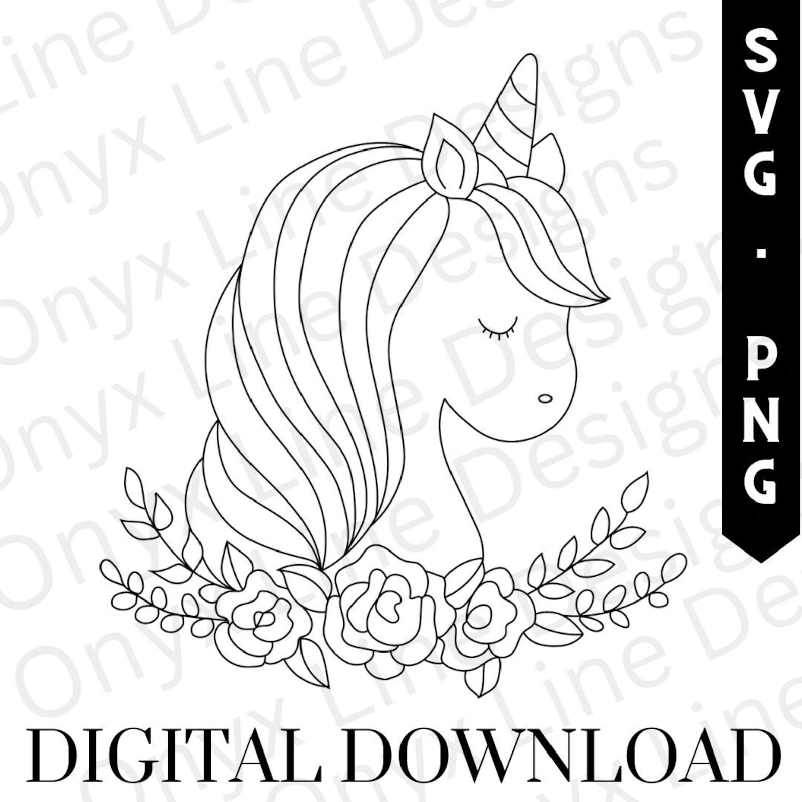 Unicorn Floral Single Line SVG Girly Kids Unicorn Nursery Sign SVG