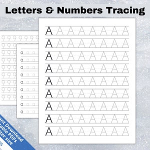 Letters and Numbers Tracing, Printable Handwriting Practice, Learn to Write Alphabet, Tracing Worksheets