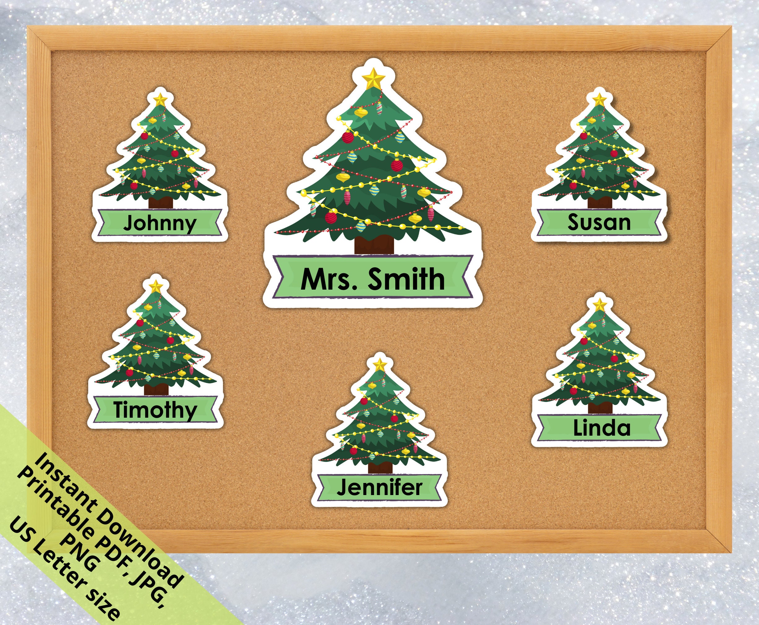 christmas tree, editable student name tags printables, classroom