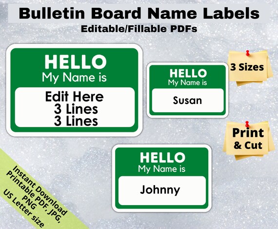 Editable Student Name Tags PRINTABLES Green Hello My Name Is - Etsy
