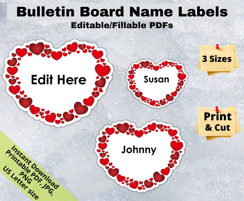 Hearts Valentine, Editable Student Name Tags PRINTABLES, Classroom ...