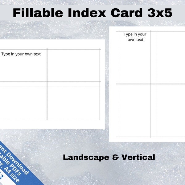 Printable 3x5 Index Card, Fillable Note Cards, Editable Index cards. Blank Index Cards, Index Card PDF, DIY Flashcard Template, SB036