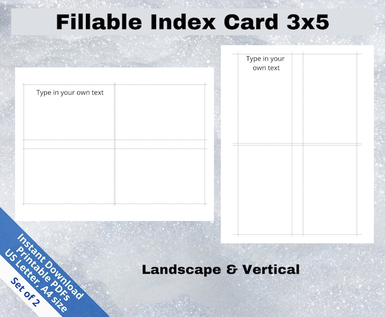 Printable 3x5 Index Card, Fillable Note Cards, Editable Index Cards ...