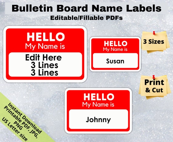 Editable Student Name Tags PRINTABLES Red Hello My Name Is - Etsy