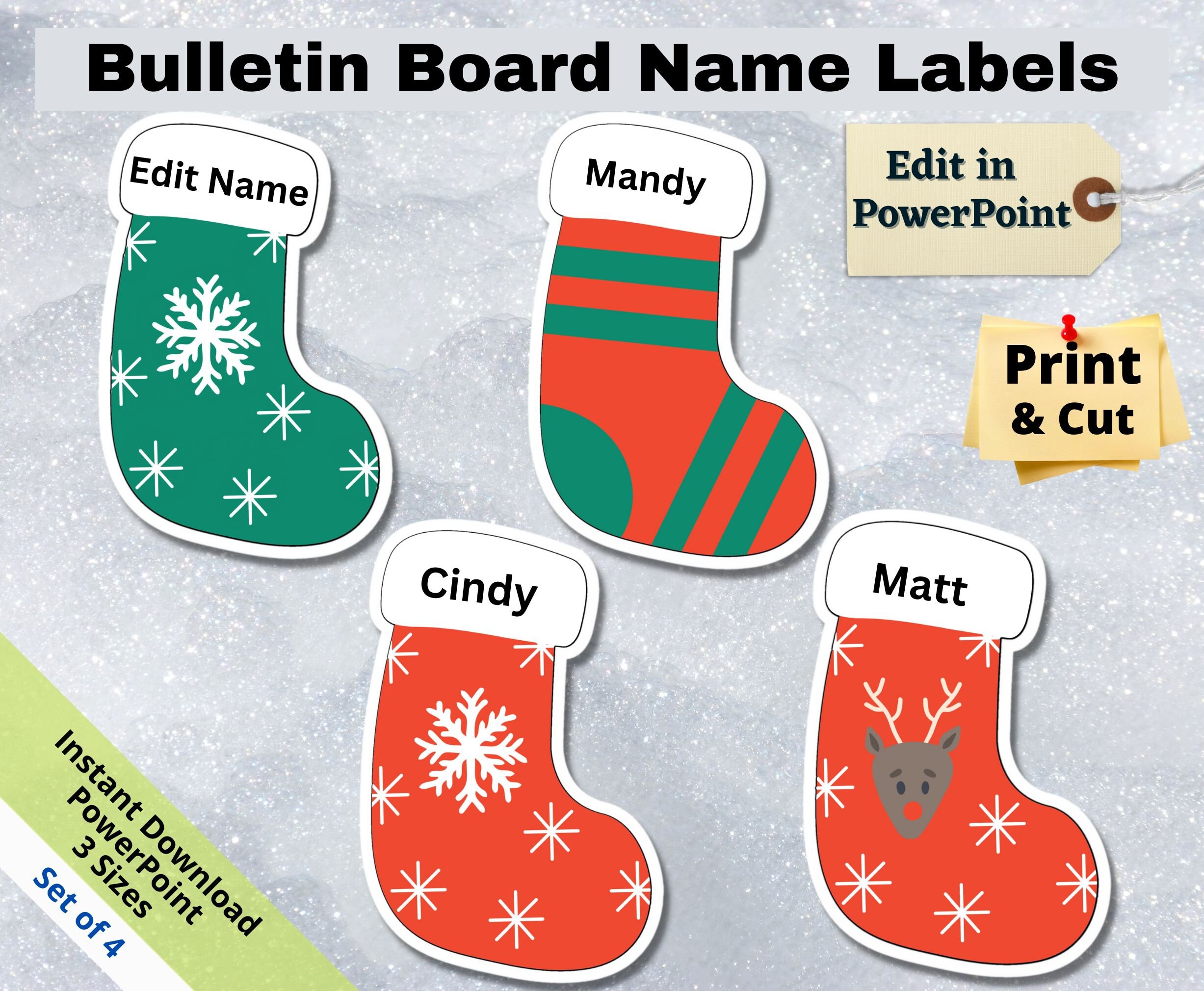 Christmas Stocking Name Tags: Editable Classroom Decor (printable) - Etsy