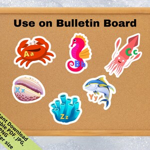 Sea Creatures Alphabets, Bulletin Board, Memory Cards, Bunting Letters ...