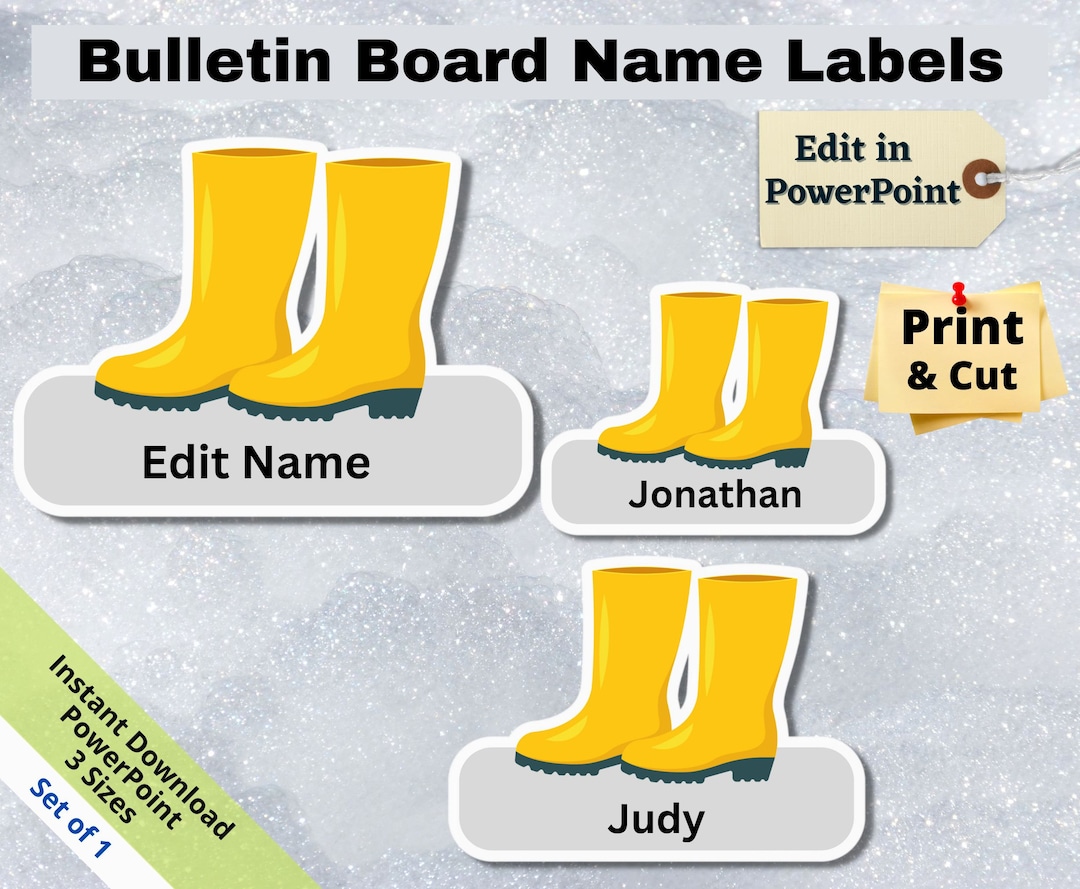Yellow Rain Boot Name Tags: Classroom Decor (printable, Editable) - Etsy