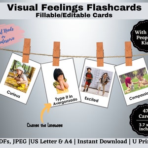 Visual Emotions Flashcards PRINTABLES, Feelings cards with Real People, Montessori Special Needs Learning, Social Processing, Calming Corner