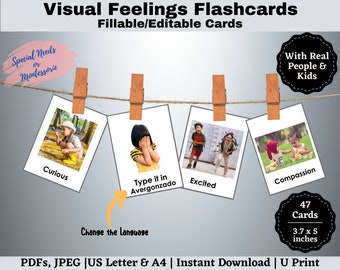 Visual Emotions Flashcards: Montessori Learning with Real People (Printable PDFs)