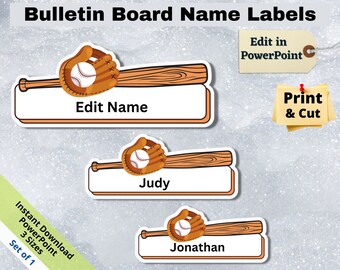 Baseball Name Tags: Editable Classroom Decor (PowerPoint File)