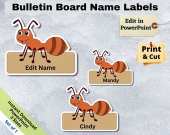 Ant Name Tags: Editable Classroom Decor (PowerPoint, Digital Download)