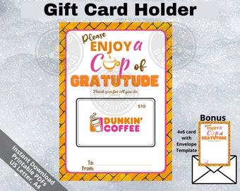 PRINTABLE Cup of Gratitude gift card holder, Teacher thank you, teacher gift, Teacher appreciation, Teacher birthday, DIY Print, SB024