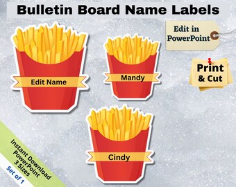 French Fries Name Tags: Editable Classroom Decor (Digital Download)