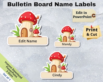 Mushroom House Name Tags: Editable Classroom Decor (Digital Download)