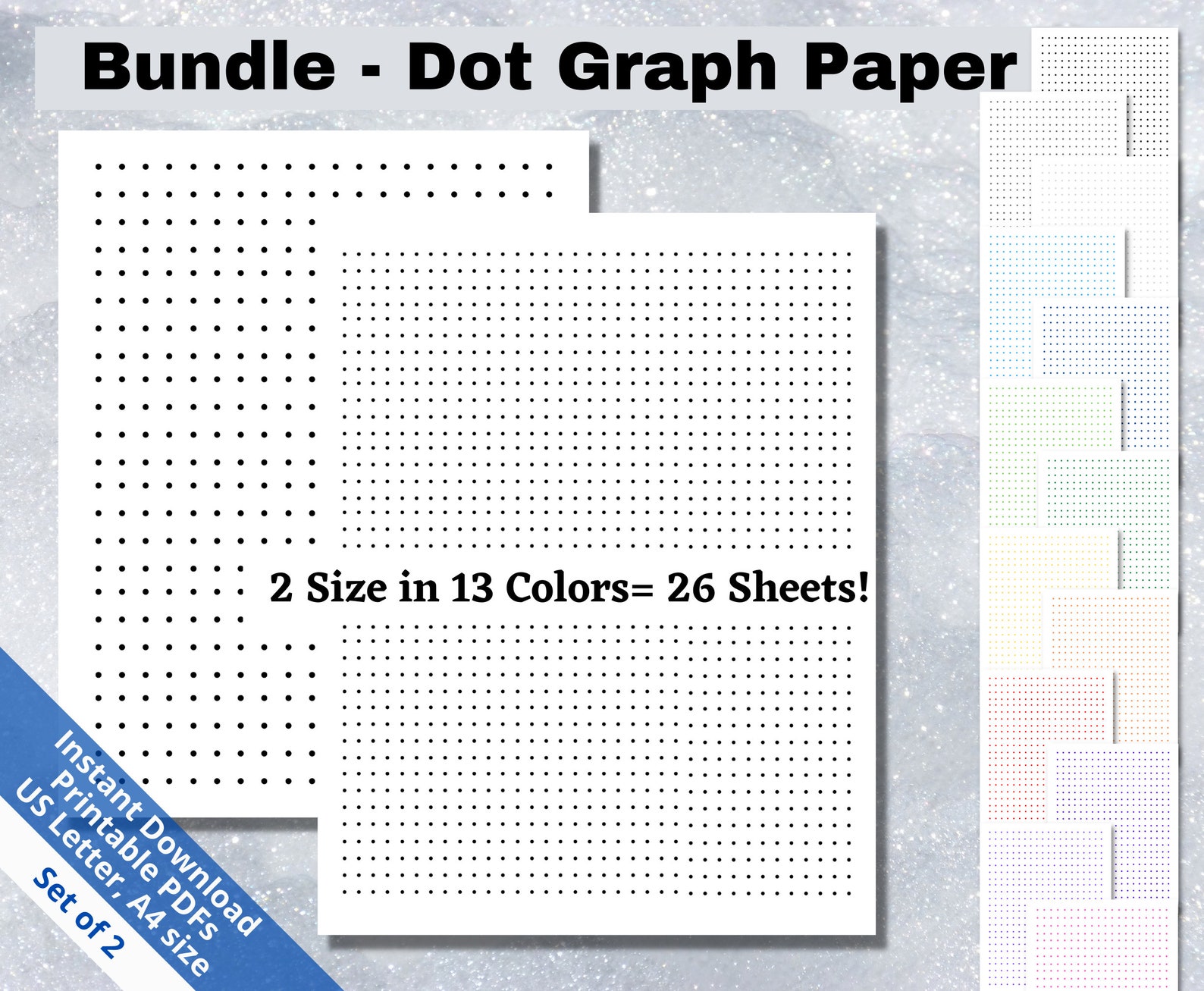 Printable Dot Graph Paper PDF Bundle Dot Grid Paper Digital Etsy