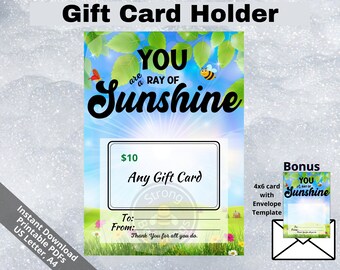 PRINTABLE Ray of Sunshine gift card holder, Teacher thank you, teacher gift, Teacher appreciation, Teacher birthday, DIY Print, SB018