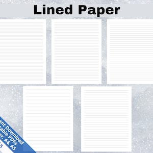PDF di carta a righe stampabile, Carta a righe larghe, Carta a righe per college, Carta a righe digitale, Pagine a righe, Carta da lettere stampabile, Carta per notebook
