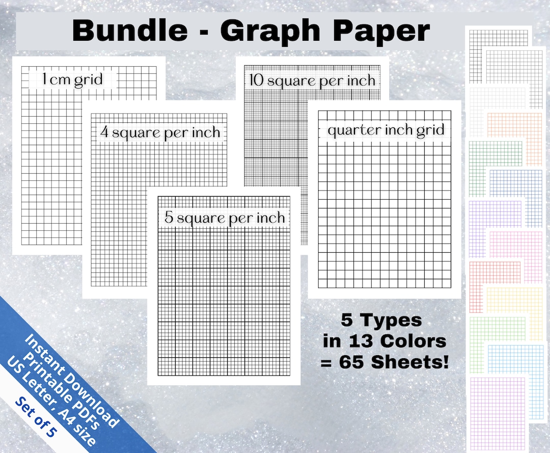 Printable Graph Paper PDF, Bundle Grid Paper, Digital Graph Paper
