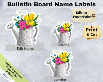 Spring Flowers Name Tags: Editable Classroom Decor (PowerPoint, Digital Download)