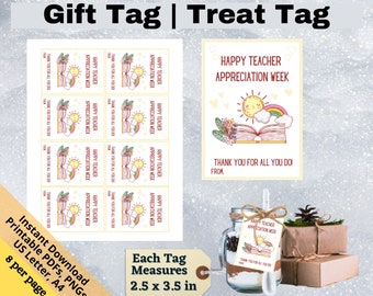 Happy Teacher Appreciation Tags, Printable Gift Tag Label, Teacher Appreciation Week, Staff Appreciation, Treat Tag, Reading Rainbow SB033