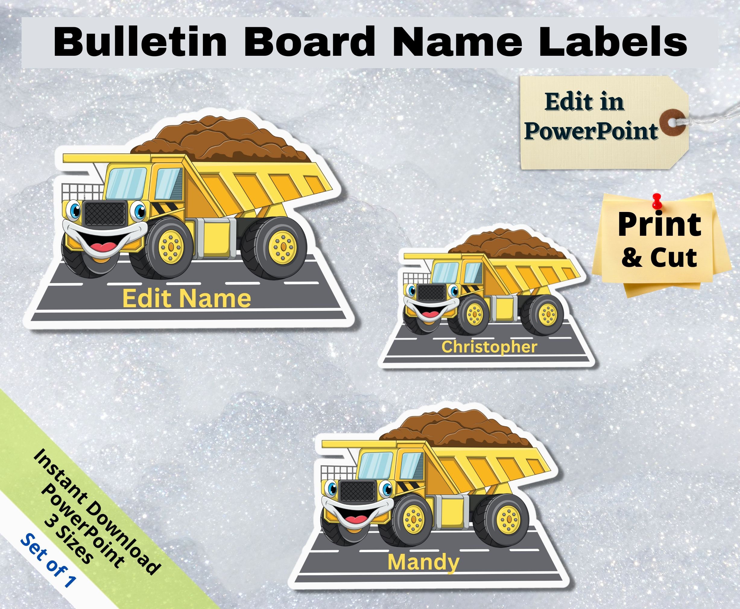 Dump Truck Name Tags: Editable Classroom Decor (printable) - Etsy