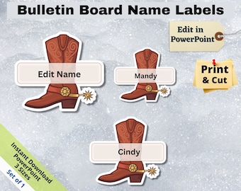 Western Boot Name Tags: Classroom Decor (PowerPoint, Digital Download)