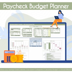 Budget by Paycheck Template | Budget vs Actual Comparisons | Expense Savings Calculator | MS Excel Spreadsheet | Finance Tracker | Dashboard
