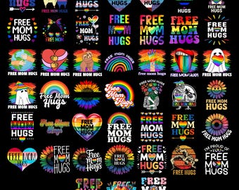 Free Mom Hugs Png Bundle, Proud Mom Png, Free Mom Hugs Png, Gay Pride Png, Lgbtq Proud Mom Png, Mothers Day Png, Sublimation Design